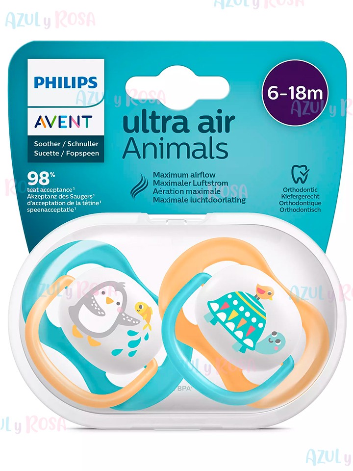 Philips Avent 2 Chupetes Ultra Air Happy 0-6 meses niño Scf080/01